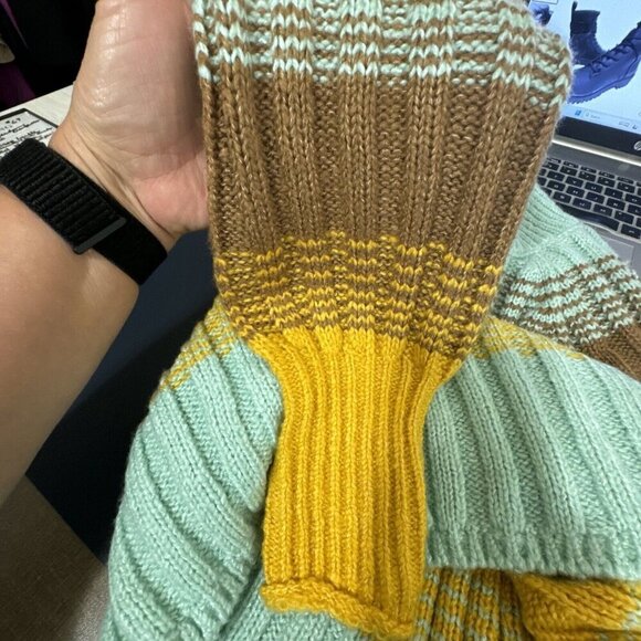 BDG Cropped Mock Neck Chunky Rib Sweater Women's S Gold Blue NWT - Picture 12 of 14